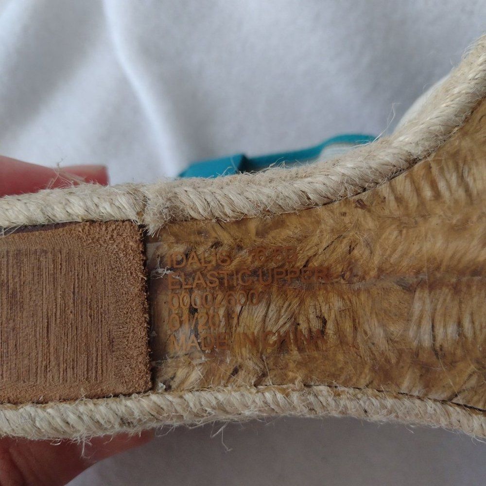 Lauren Ralph Lauren Womens Wedge Sandals 6.5 Ivory Teal Strappy Espadrilles - Picture 8 of 9